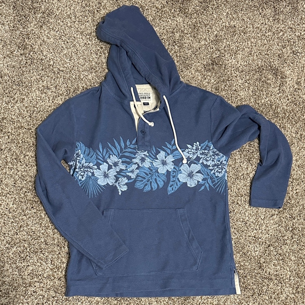 American Eagle Outfitters Blue Button-Up Hoodie 100%cotton Small